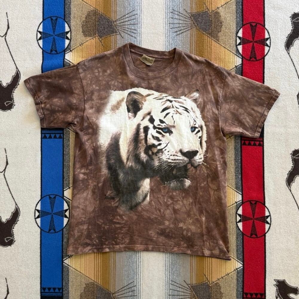Vintage The Mountain White Tiger Animal Nature T-Shirt Size XL 90s Outdoor